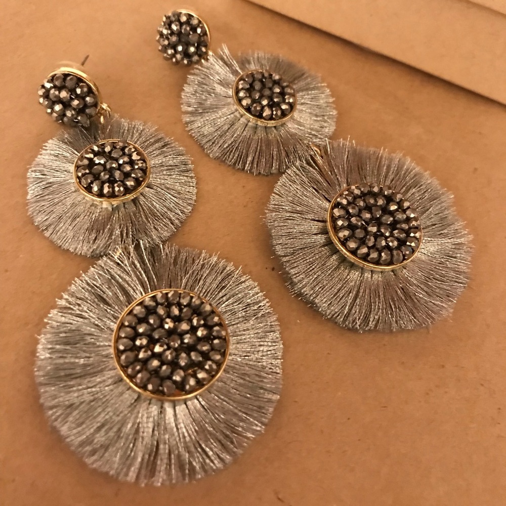 BaubleBar Silver Chandelier Fan Earrings